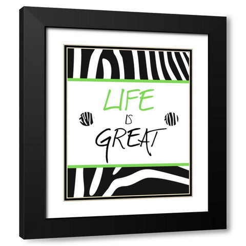 Green Zebra Sayings II Black Modern Wood Framed Art Print with Double Matting by SD Graphics Studio