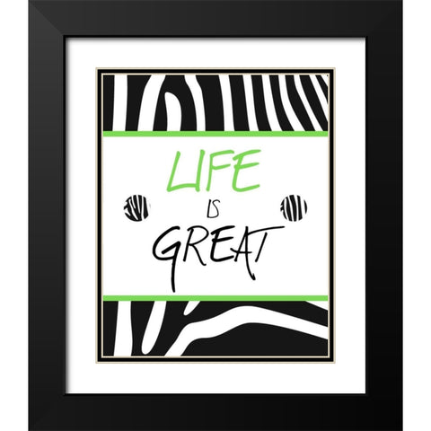 Green Zebra Sayings II Black Modern Wood Framed Art Print with Double Matting by SD Graphics Studio