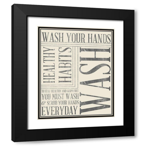 Bath Reminders in Gray III Black Modern Wood Framed Art Print with Double Matting by SD Graphics Studio