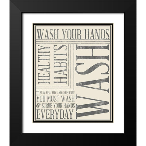 Bath Reminders in Gray III Black Modern Wood Framed Art Print with Double Matting by SD Graphics Studio