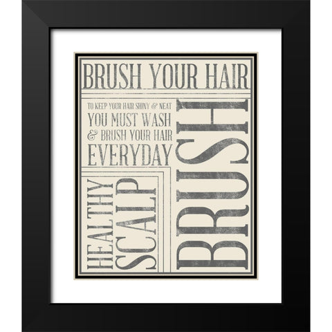 Bath Reminders in Gray I Black Modern Wood Framed Art Print with Double Matting by SD Graphics Studio
