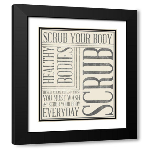 Bath Reminders in Gray II Black Modern Wood Framed Art Print with Double Matting by SD Graphics Studio