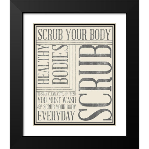 Bath Reminders in Gray II Black Modern Wood Framed Art Print with Double Matting by SD Graphics Studio