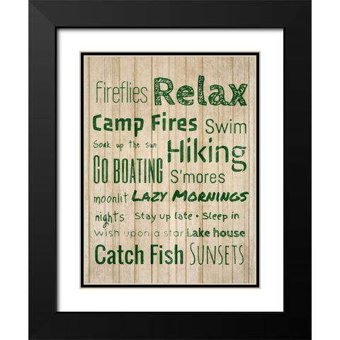 Fireflies Black Modern Wood Framed Art Print with Double Matting by Acosta