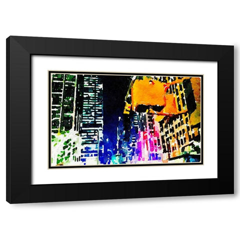 City Lights Black Modern Wood Framed Art Print with Double Matting by Acosta
