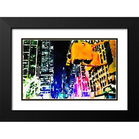 City Lights Black Modern Wood Framed Art Print with Double Matting by Acosta