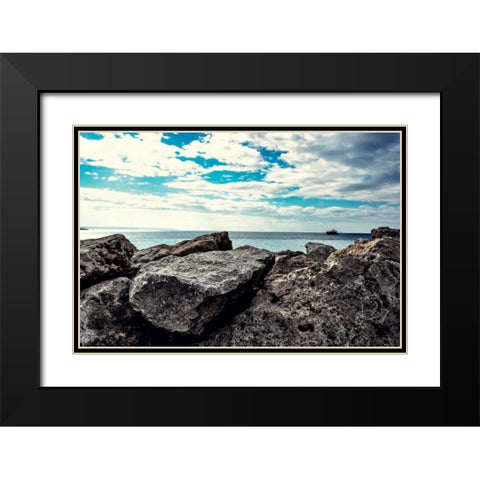 Spanish Coast I Black Modern Wood Framed Art Print with Double Matting by Acosta