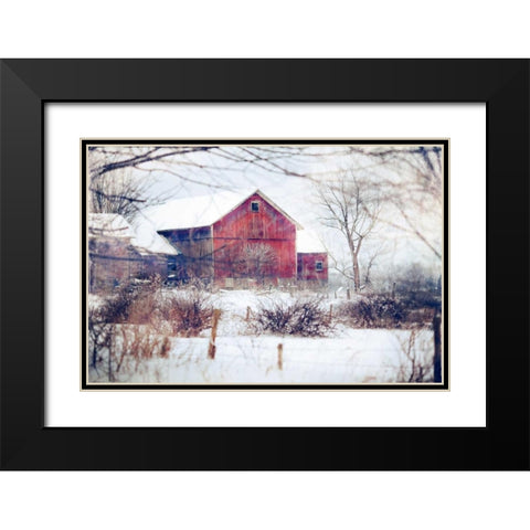 Winter Barn Black Modern Wood Framed Art Print with Double Matting by Poynter, Kelly