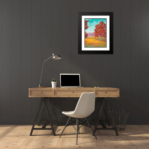 Yellow Pasture Black Modern Wood Framed Art Print with Double Matting by Johnson, Walt