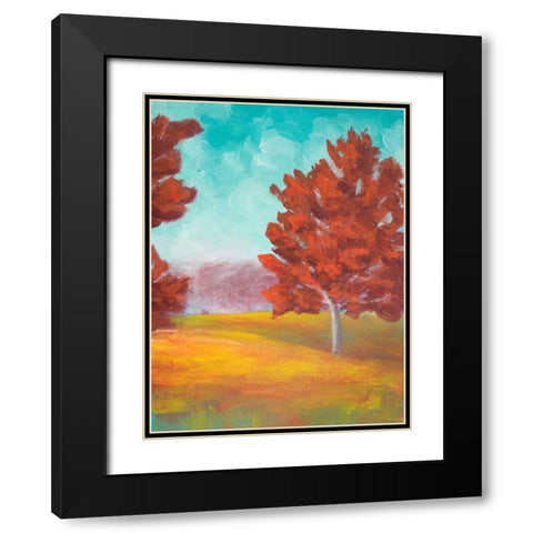 Yellow Pasture Black Modern Wood Framed Art Print with Double Matting by Johnson, Walt