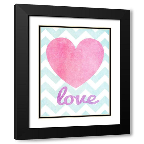 Stars and Hearts III Black Modern Wood Framed Art Print with Double Matting by SD Graphics Studio