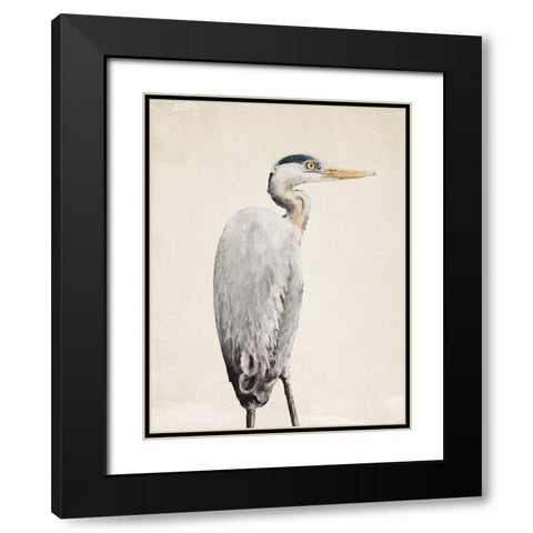 Grey Heron II Black Modern Wood Framed Art Print with Double Matting by Johnson, Walt