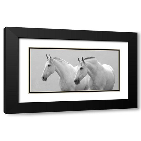White Horses Black Modern Wood Framed Art Print with Double Matting by Walker, Carol