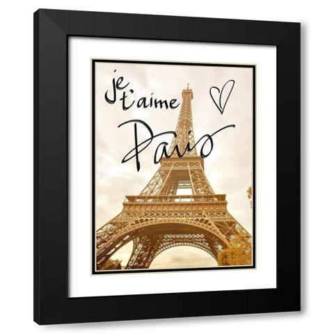 Je taime Paris Black Modern Wood Framed Art Print with Double Matting by Navas, Emily