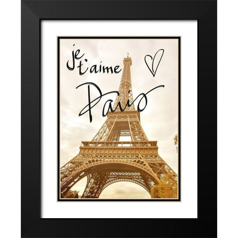 Je taime Paris Black Modern Wood Framed Art Print with Double Matting by Navas, Emily