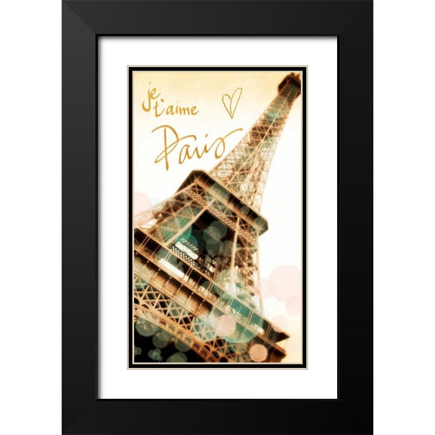 Je, taime Paris Black Modern Wood Framed Art Print with Double Matting by Navas, Emily