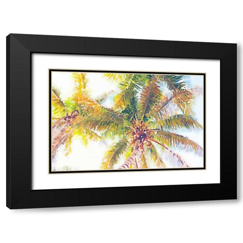 Sideway Watercolor Palms I Black Modern Wood Framed Art Print with Double Matting by Navas, Emily