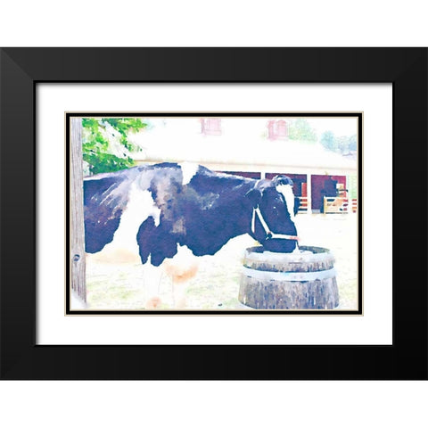 Barn Cow Black Modern Wood Framed Art Print with Double Matting by Navas, Emily
