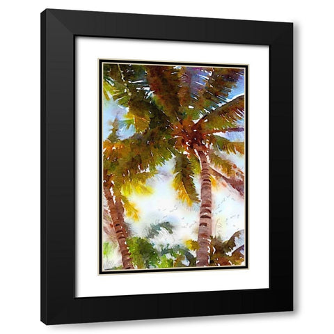 Watercolor Palms I Black Modern Wood Framed Art Print with Double Matting by Navas, Emily