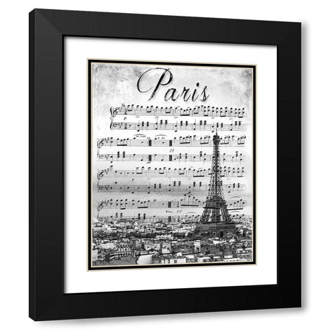 Musical Paris Black Modern Wood Framed Art Print with Double Matting by Navas, Emily