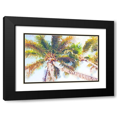 Sideway Watercolor Palms II Black Modern Wood Framed Art Print with Double Matting by Navas, Emily