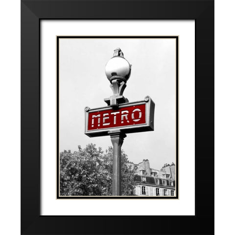 Metro in Paris Black Modern Wood Framed Art Print with Double Matting by Navas, Emily