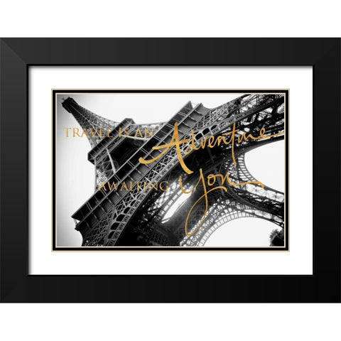 Travel is an Adventure Black Modern Wood Framed Art Print with Double Matting by Navas, Emily