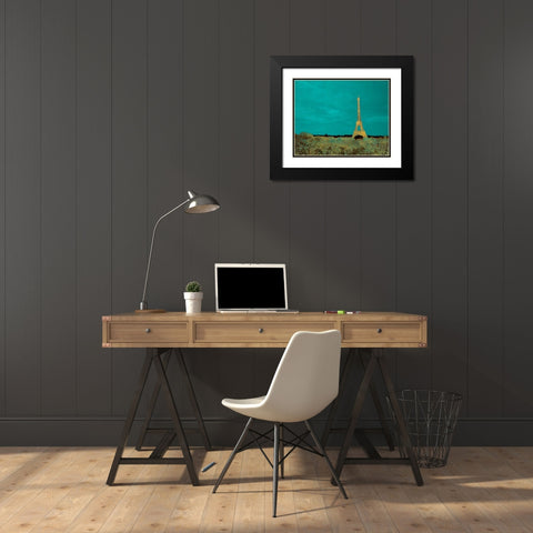 Teal Paris Black Modern Wood Framed Art Print with Double Matting by Navas, Emily