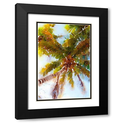 Watercolor Palms II Black Modern Wood Framed Art Print with Double Matting by Navas, Emily