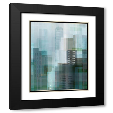City Emerald Black Modern Wood Framed Art Print with Double Matting by Meneely, Dan