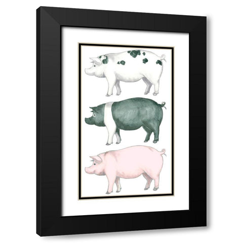 Piggy Wiggy Set Black Modern Wood Framed Art Print with Double Matting by Metz, Andi