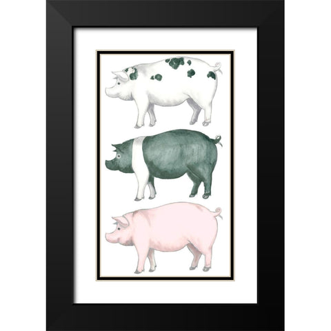Piggy Wiggy Set Black Modern Wood Framed Art Print with Double Matting by Metz, Andi