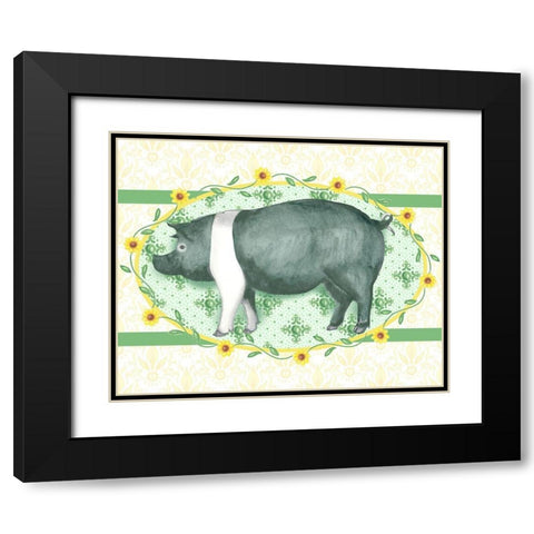Piggy Wiggy II Black Modern Wood Framed Art Print with Double Matting by Metz, Andi