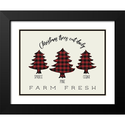 Buffalo Plaid Christmas Trees Black Modern Wood Framed Art Print with Double Matting by Medley, Elizabeth