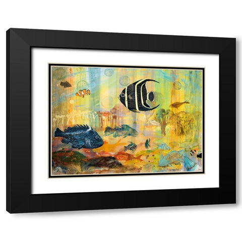 Fishes Black Modern Wood Framed Art Print with Double Matting by Maria, Robin