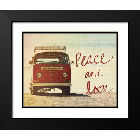 Peace and Love Black Modern Wood Framed Art Print with Double Matting by Peck, Gail