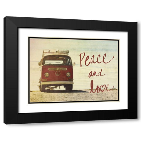 Peace and Love Border Black Modern Wood Framed Art Print with Double Matting by Peck, Gail