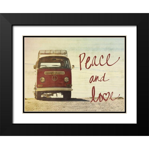 Peace and Love Border Black Modern Wood Framed Art Print with Double Matting by Peck, Gail