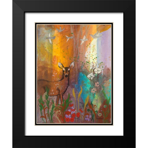Sun Deer Black Modern Wood Framed Art Print with Double Matting by Maria, Robin