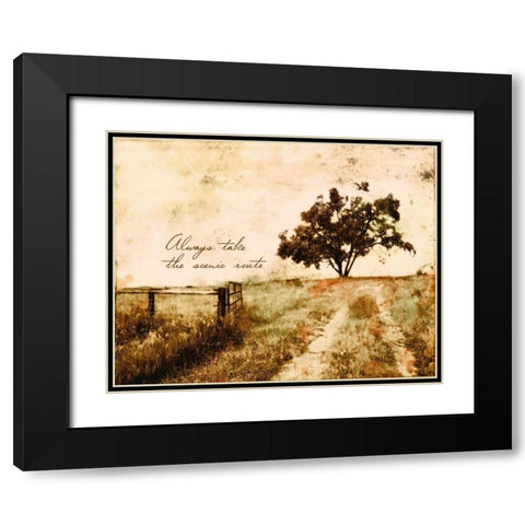 Always take the Scenic Route Black Modern Wood Framed Art Print with Double Matting by Mabat, Ynon