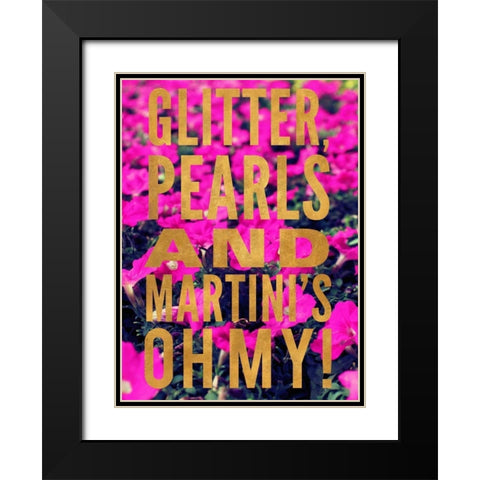 Glittery Flower III Black Modern Wood Framed Art Print with Double Matting by Bryant, Susan