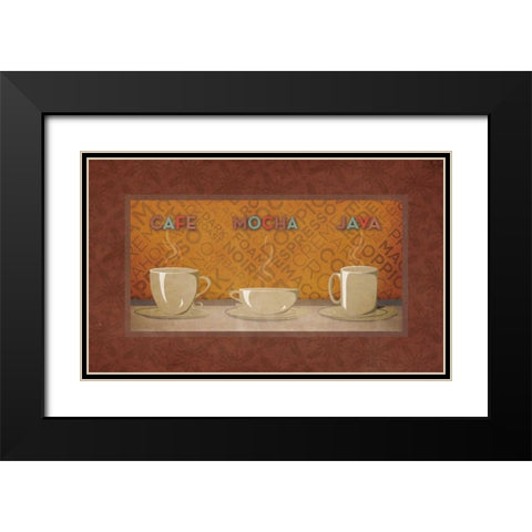 Coffee Selection Black Modern Wood Framed Art Print with Double Matting by SD Graphics Studio
