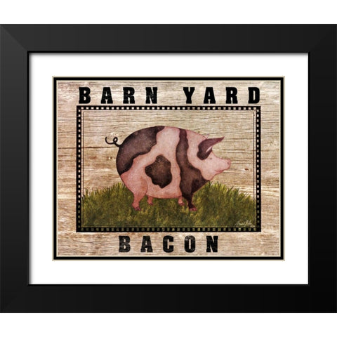 Farm Pig Black Modern Wood Framed Art Print with Double Matting by Medley, Elizabeth