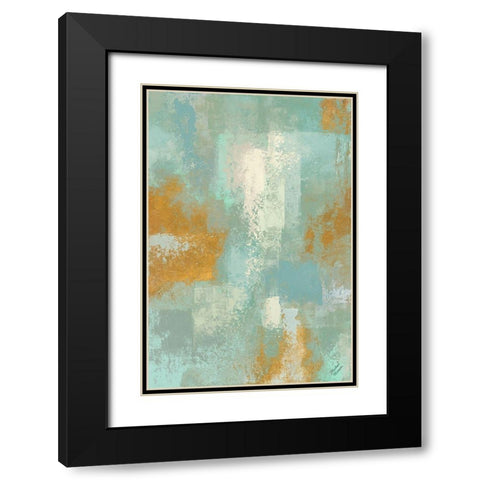Escape into Teal Abstraction I Black Modern Wood Framed Art Print with Double Matting by Marcon, Michael