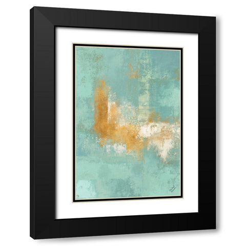 Escape into Teal Abstraction II Black Modern Wood Framed Art Print with Double Matting by Marcon, Michael