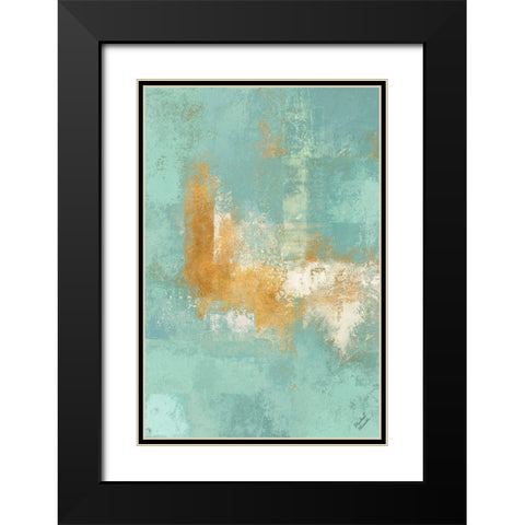 Escape into Teal Abstraction II Black Modern Wood Framed Art Print with Double Matting by Marcon, Michael