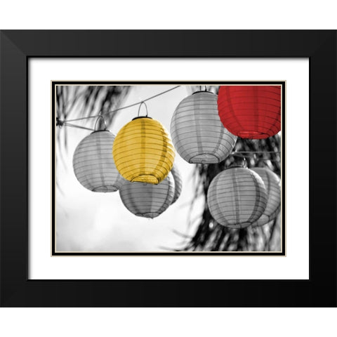 Lanterns Border Black Modern Wood Framed Art Print with Double Matting by Peck, Gail