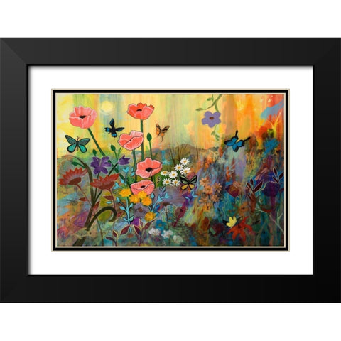 Pink Poppies in Paradise Black Modern Wood Framed Art Print with Double Matting by Maria, Robin
