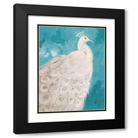 Royal Plume on Teal Black Modern Wood Framed Art Print with Double Matting by Maria, Robin
