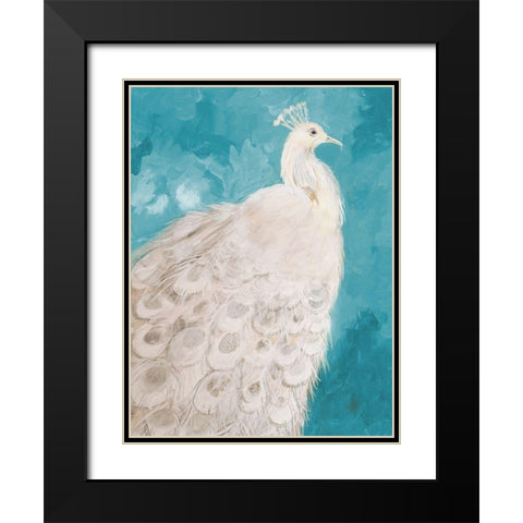 Royal Plume on Teal Black Modern Wood Framed Art Print with Double Matting by Maria, Robin
